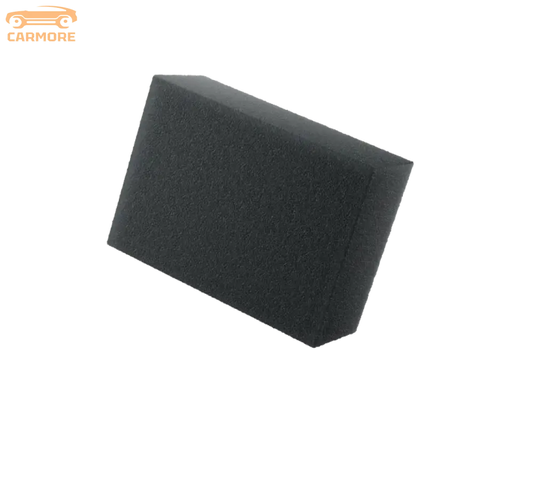 Black rectangular foam tire pad angled on white background, durable texture