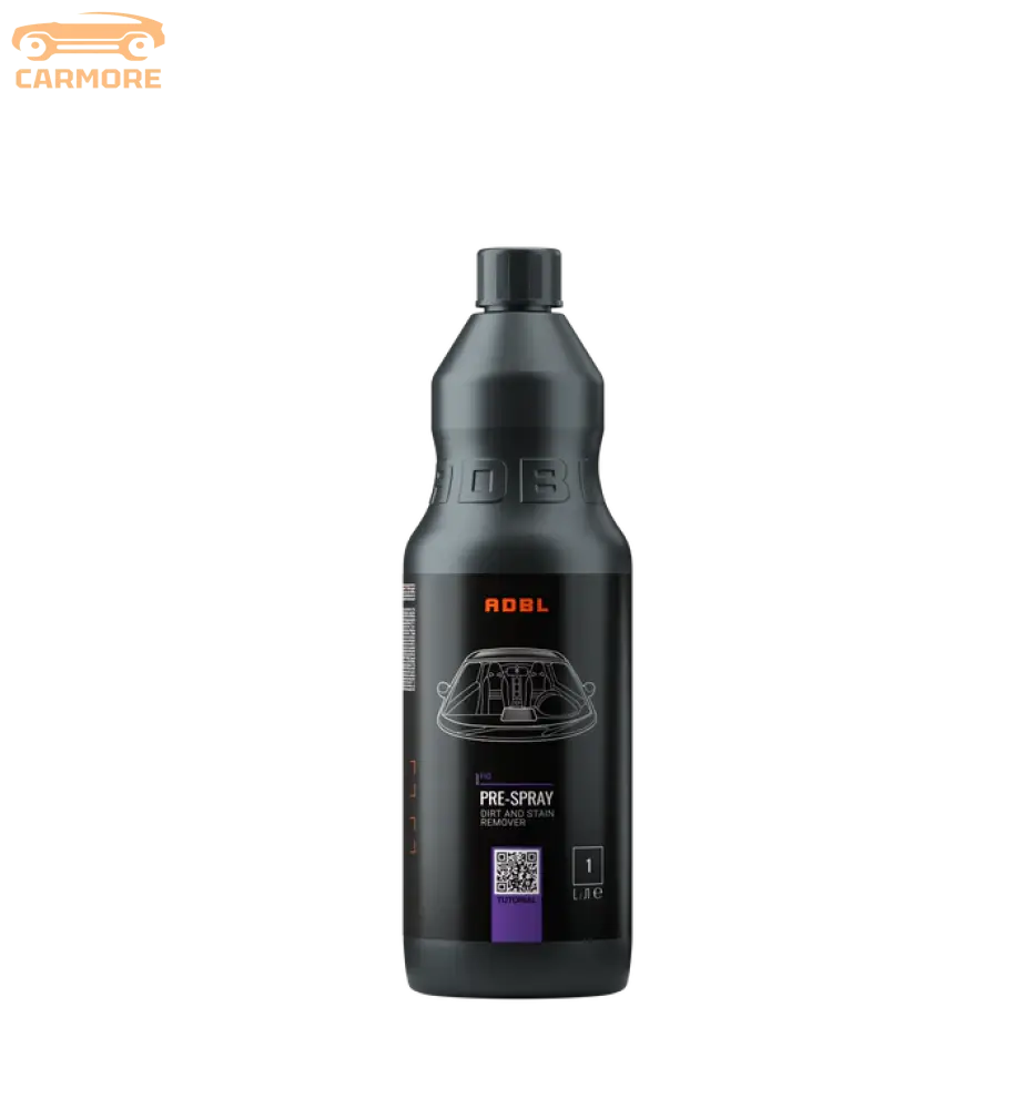 ADBL Pre-Spray dirt and stain remover bottle with black label and car interior graphic