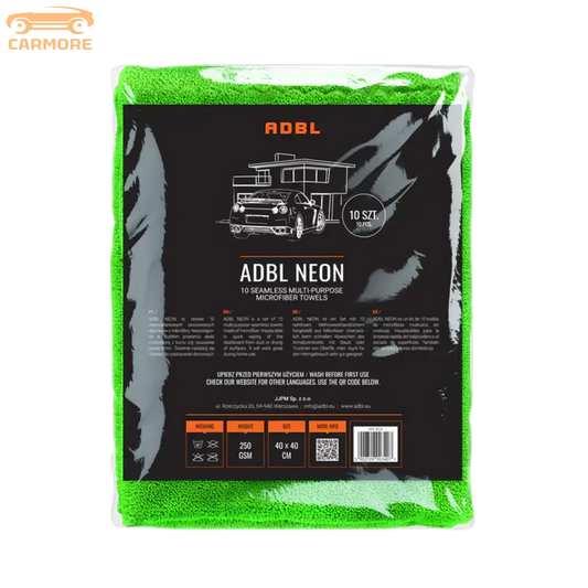 ADBL Neon green microfiber towels pack, 10 seamless multi-purpose towels, 40x40 cm