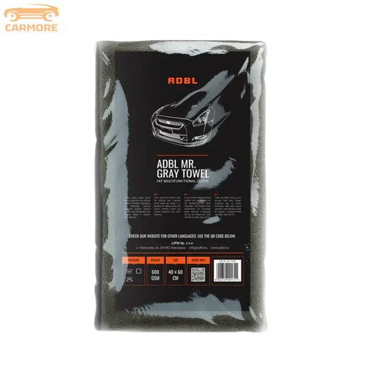 ADBL Mr. Gray multifunctional car care towel in black packaging, 40x60 cm, 600 GSM microfiber cloth