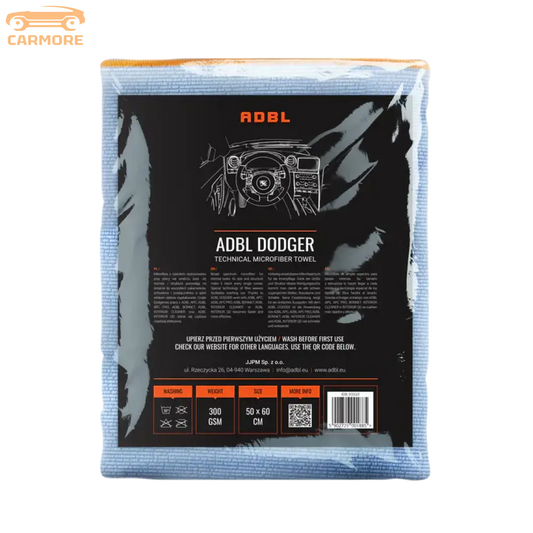 ADBL Dodger technical microfiber towel 50x60 cm, 300 GSM, black packaging with car interior sketch