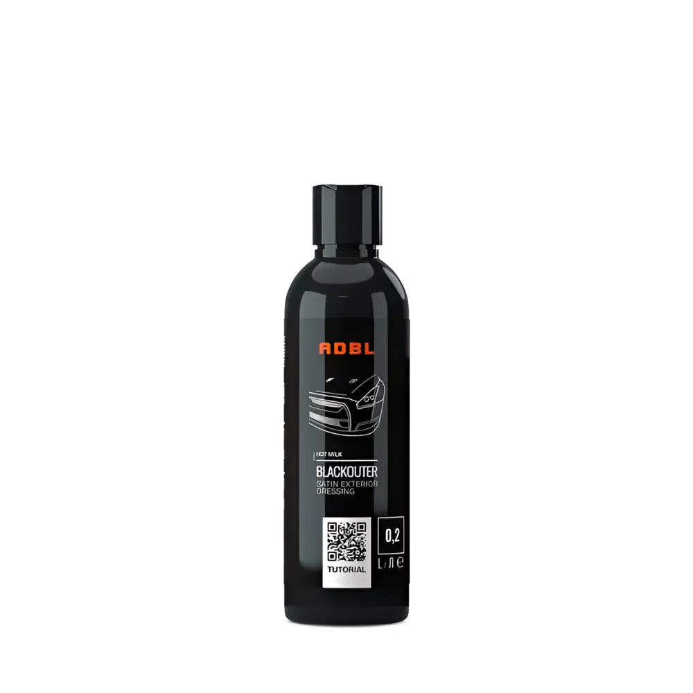 Black ADBL Blackouter satin exterior dressing bottle with car outline on label