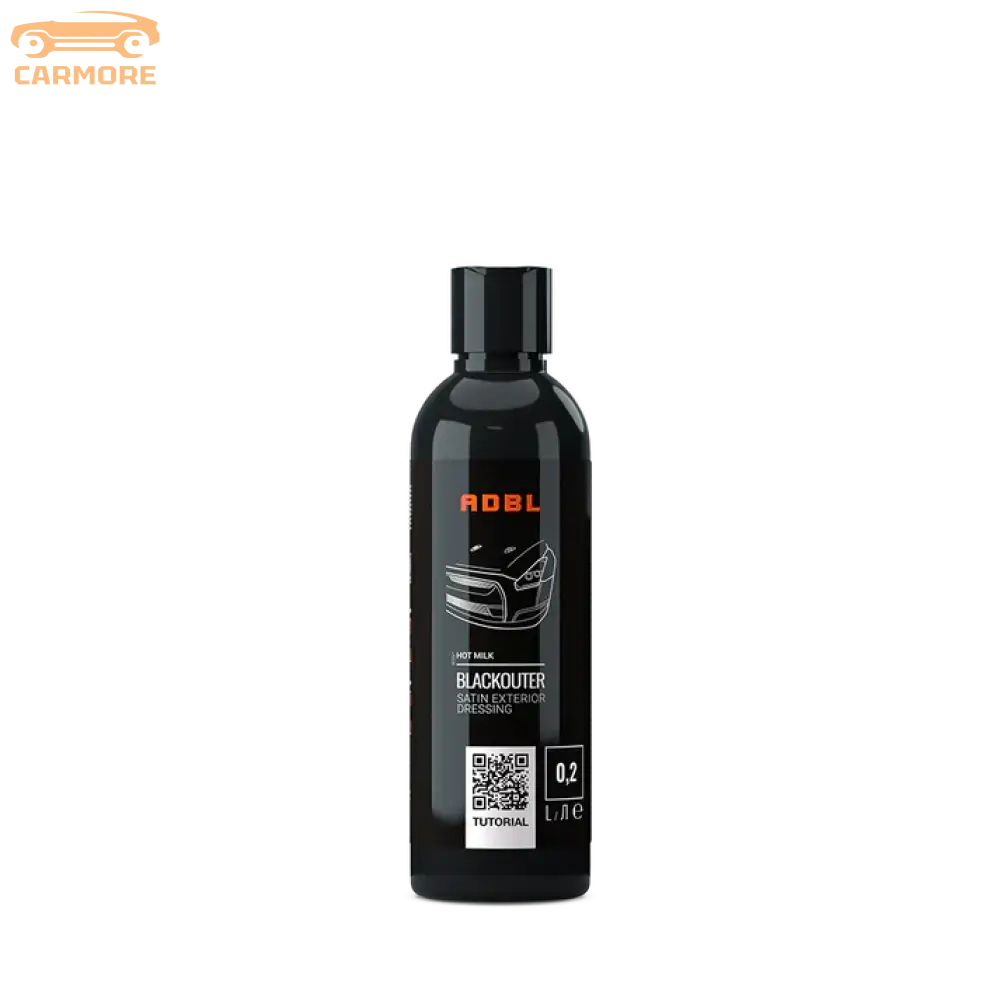 Black ADBL Blackouter satin exterior dressing bottle with car outline on label