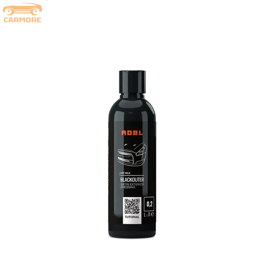 Black ADBL Blackouter satin exterior dressing bottle with car outline on label