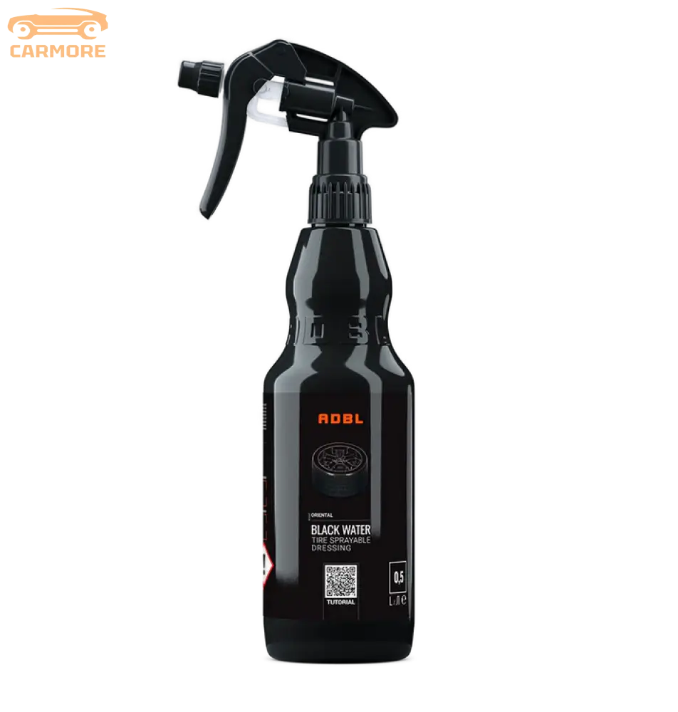 Black ADBL Black Water tire sprayable dressing bottle with spray nozzle, 0.5 liters