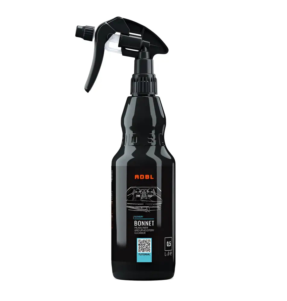 Black spray bottle of ADBL Bonnet headliner and upholstery cleaner with 0.5 liter capacity