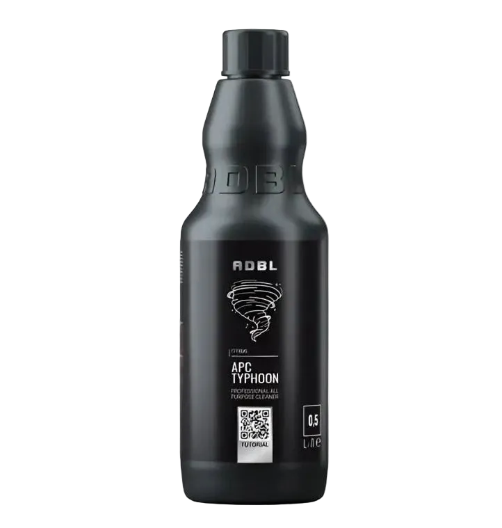 Black 0.5L ADBL APC Typhoon professional all-purpose cleaner bottle with tornado logo