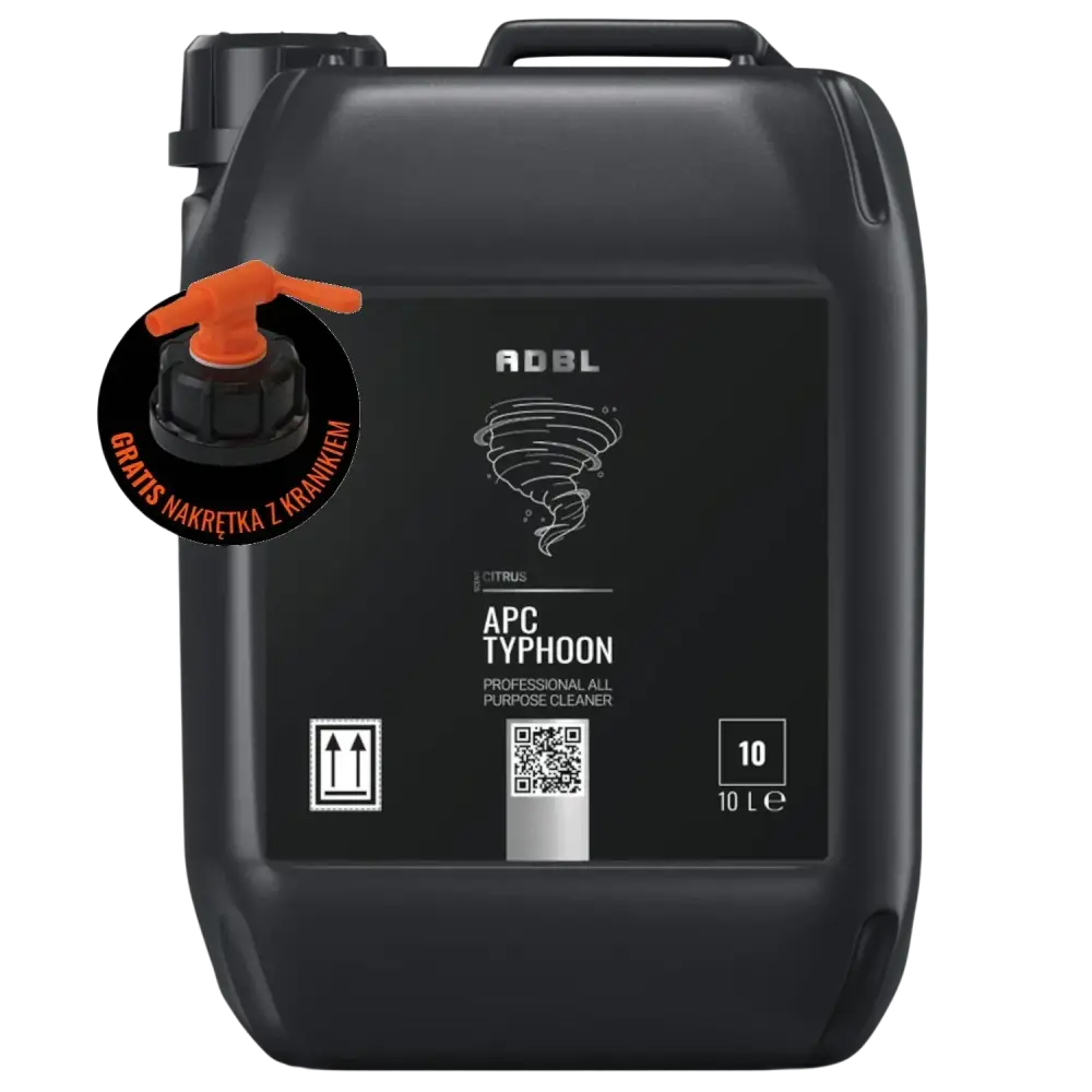 ADBL Typhoon 10L professional all purpose cleaner container with citrus scent and bonus orange tap