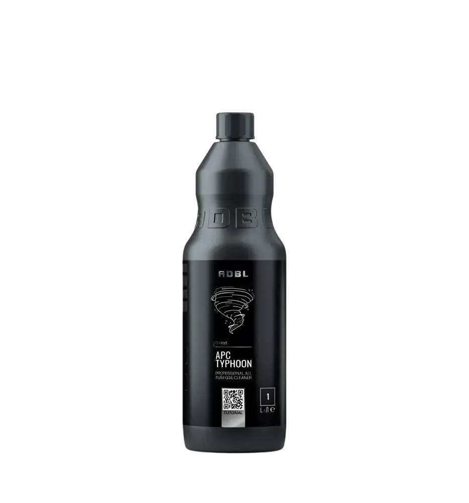 Black bottle of ADBL APC Typhoon professional all-purpose cleaner with tornado graphic