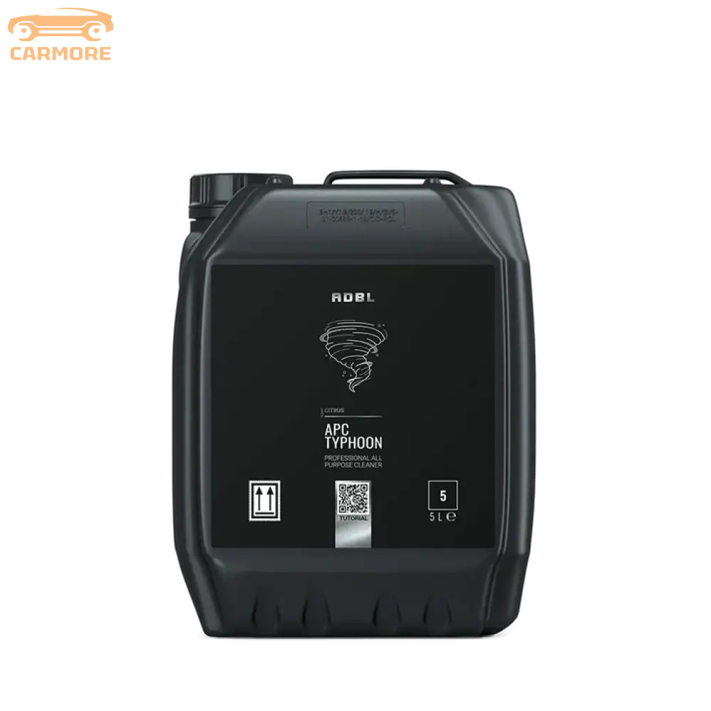 5L black container of ADBL APC Typhoon citrus professional all-purpose cleaner with tornado logo