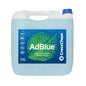 Light blue 10l adblue container with white handle and blue cap branded by CrossChem for diesel vehicle emission control