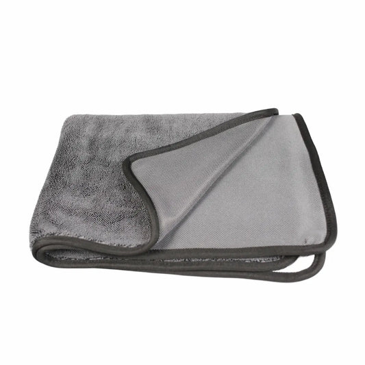 Harmaa mikrokuituinen gtools black master kevyt kuivauspyyhe pehmeällä tekstuurilla ja mustilla ommelluilla reunoilla