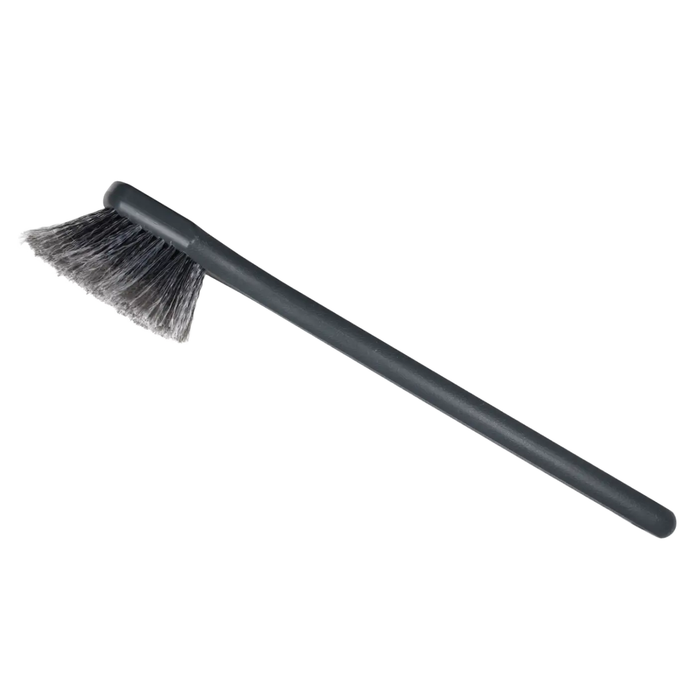 Gtools medium pyöränkotelon puhdistusharja mustalla kahvalla ja tiheillä harmailla harjaksilla 50 cm pitkä