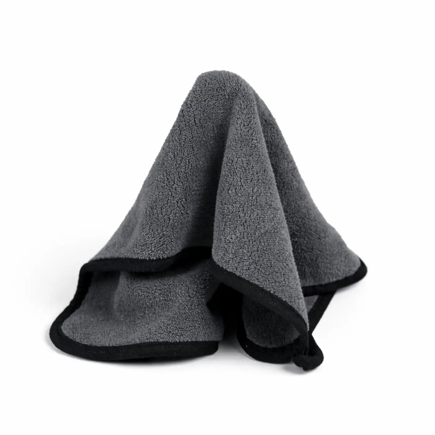 Gtools mini reunapyyhe 40x40cm pehmeä tumma harmaa mikrokuituliina mustalla tikatulla reunalla autonpuhdistukseen