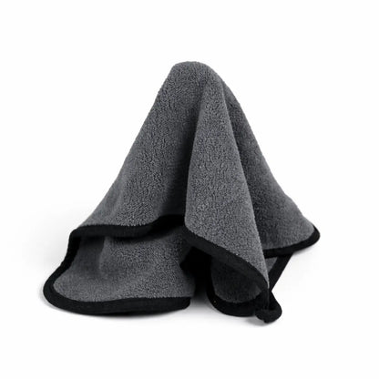 Gtools mini reunapyyhe 40x40cm pehmeä tumma harmaa mikrokuituliina mustalla tikatulla reunalla autonpuhdistukseen