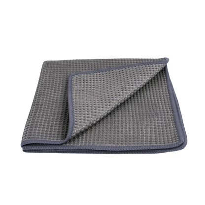 Gtools vohvelikuvioinen mikrokuituliina auton laseille harmaa waffle-riisipinta ja tummanharmaa ommeltu reuna