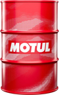 Punainen motul öljytynnyri kiiltävällä pinnalla ja valkoisella logolla tuotteelle rubr ic hm 46 hydrauliikkaöljy 208l