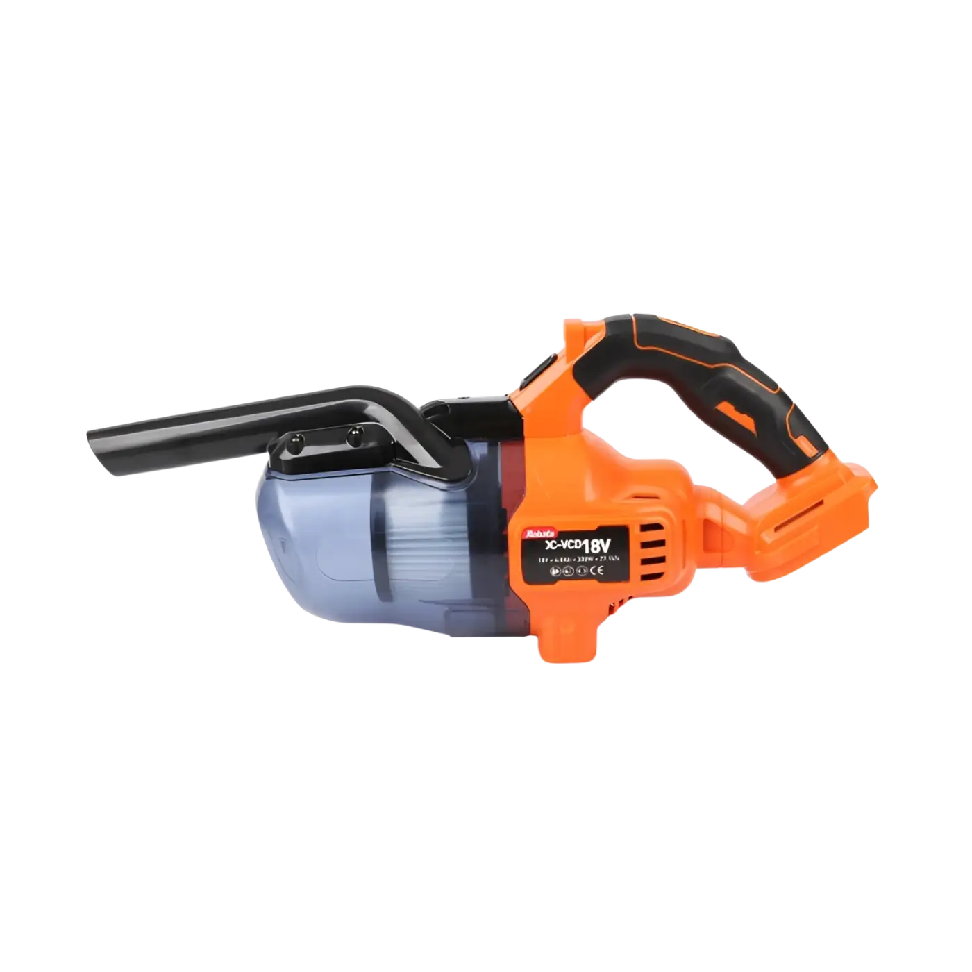 Robota dc-vcd18v akkupölynimuri oranssi musta langaton käsipölynimuri sinisellä läpinäkyvällä säiliöllä