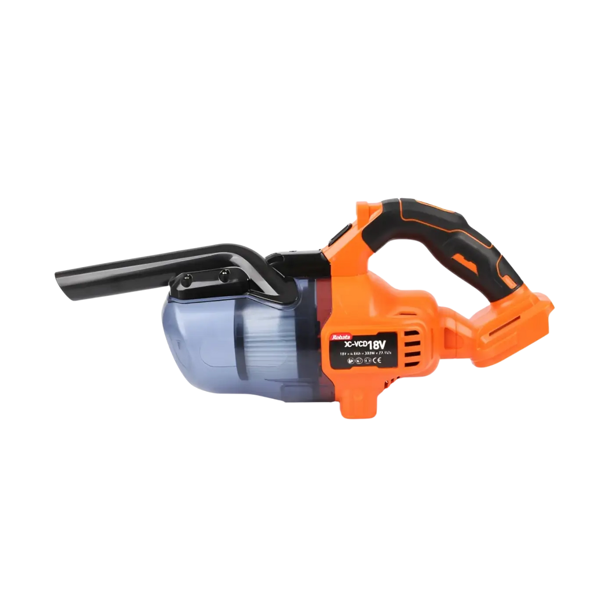 Robota dc-vcd18v akkupölynimuri oranssi musta langaton käsipölynimuri sinisellä läpinäkyvällä säiliöllä