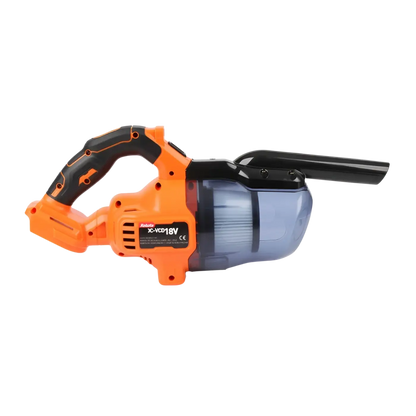 Robota dc-vcd18v akkupölynimuri oranssi musta kädessä pidettävä johdoton imuri sinisellä läpinäkyvällä säiliöllä