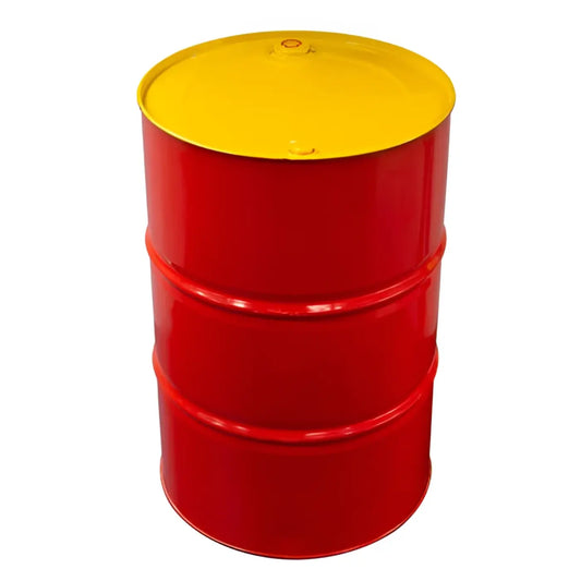 Punainen ja keltainen kestometallinen Shell Tellus S2 VX 46 teollinen hydraulinen laaja lämpötila 209L tynnyri